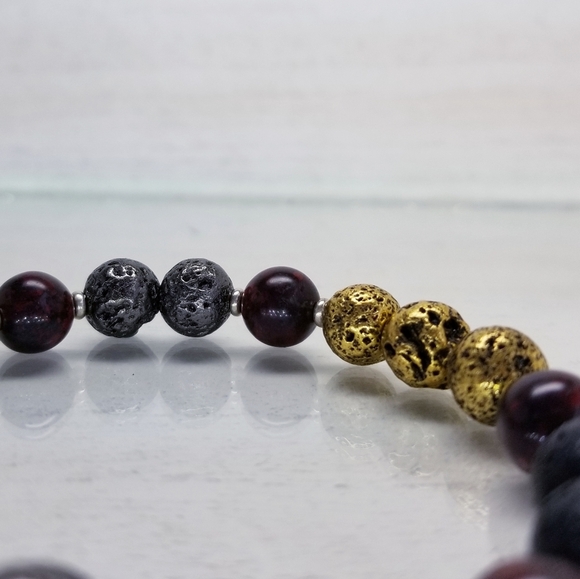 Brecciated Jasper & Lava Bead Stretch Bracelet - Picture 5 of 8